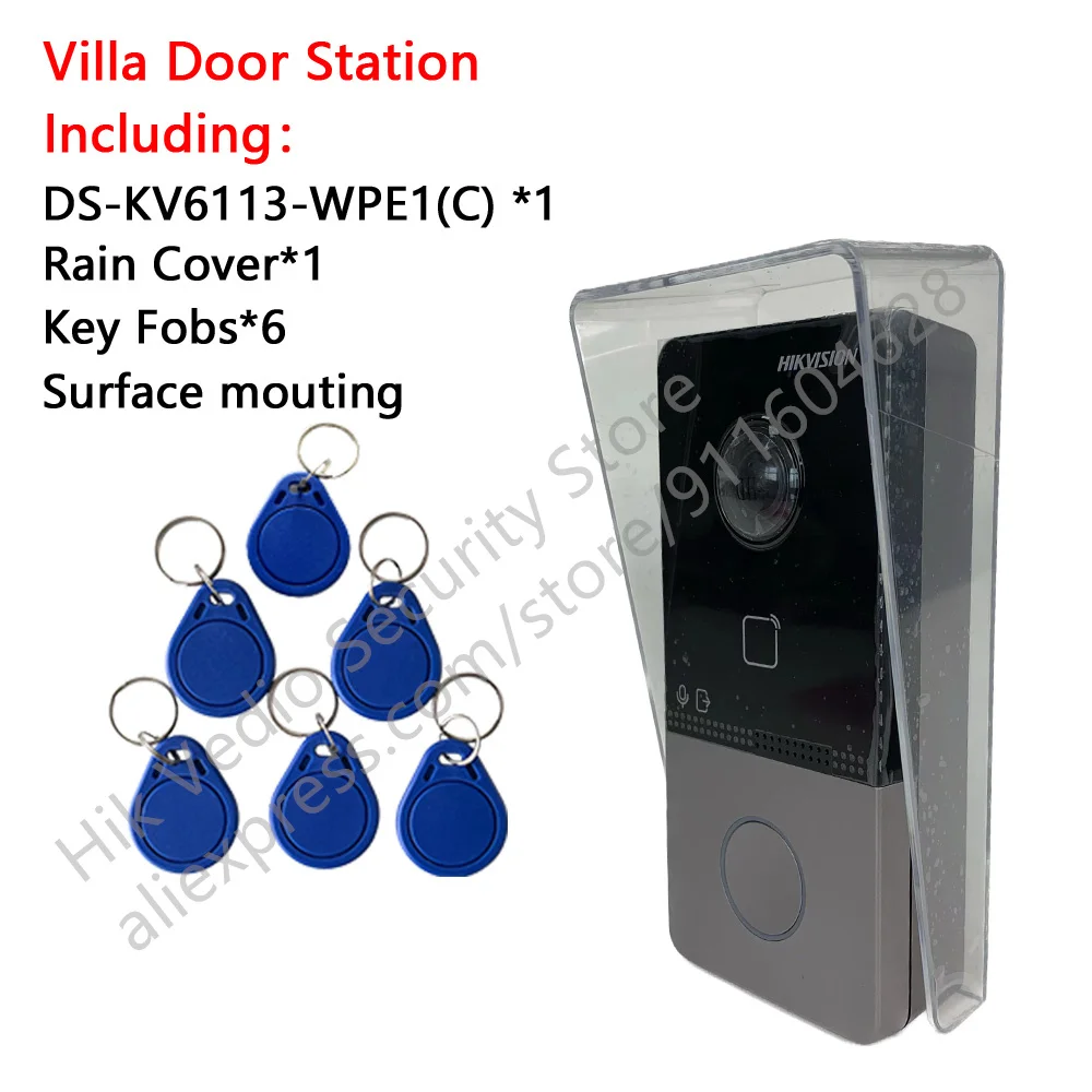 Hikvision-Conveniente Plastic Villa Door Station, Doobell com Wi-Fi POE, Hik-Connect App, Controle Móvel, DS-KV6113-WPE1 C