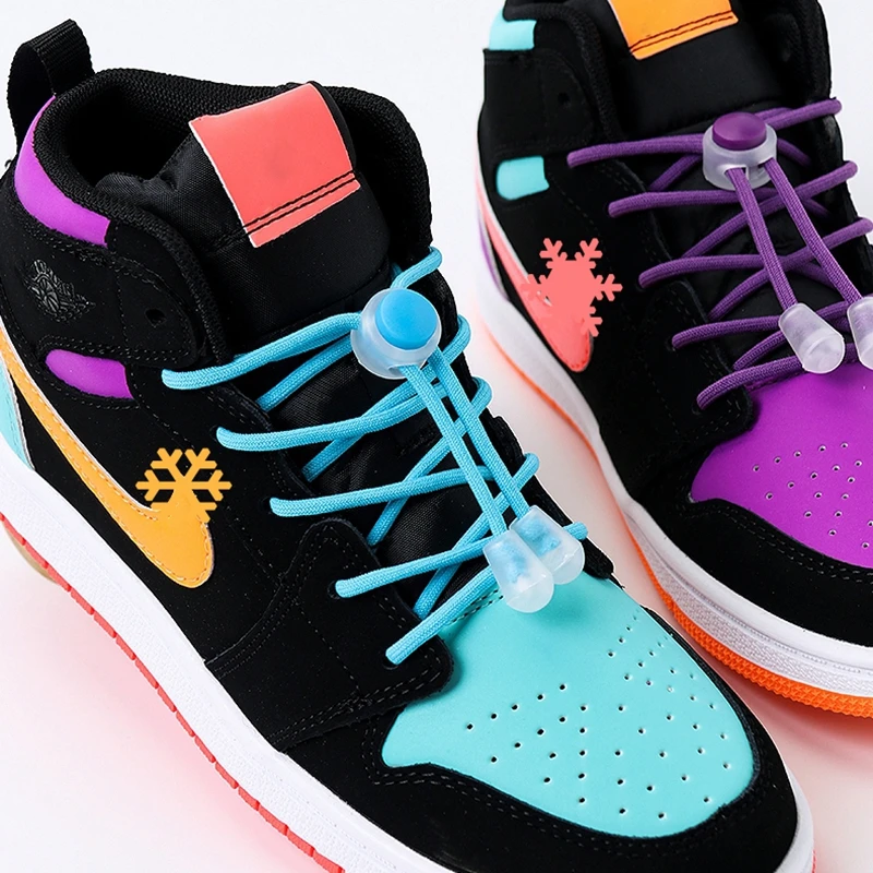 Cordones de zapatos para niños de 26 colores, cordones redondos elásticos con cierre a presión sin corbatas, artefacto fijo, cordones perezosos, Unisex, 1 par
