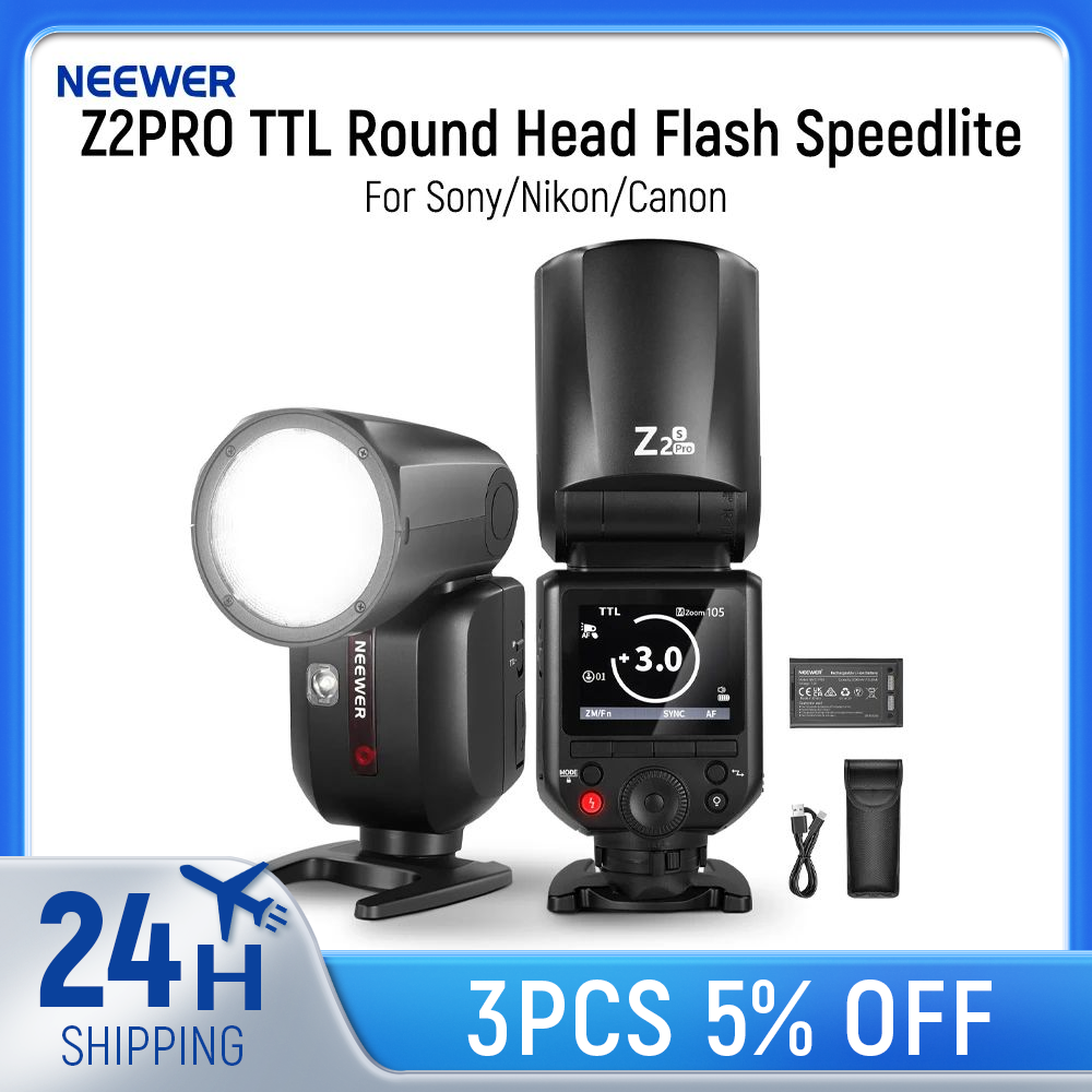 NEEWER Z2 PRO 2,4G TTL вспышка с круглой головкой Speedlite, совместимая с беспроводной связью Sony/Nikon/Canon, совместимая со вспышкой Godox