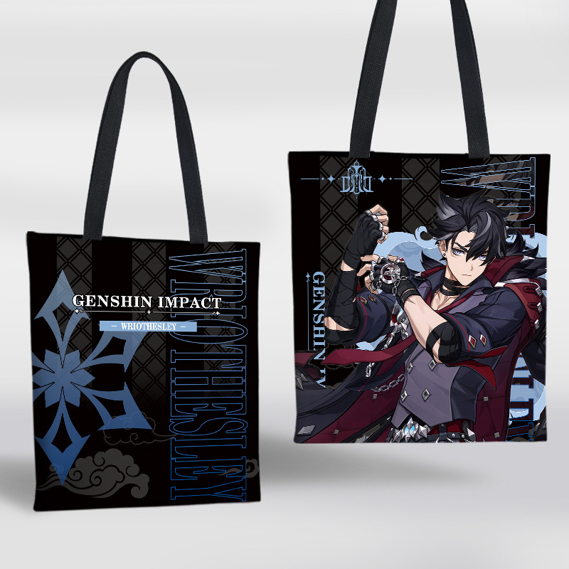 Spiel Genshin Impact Doppelseitiges Muster Design Charakter Canvas Tasche Supermarkt Einkaufstasche Furina Arlecchino Kinich Mu soi