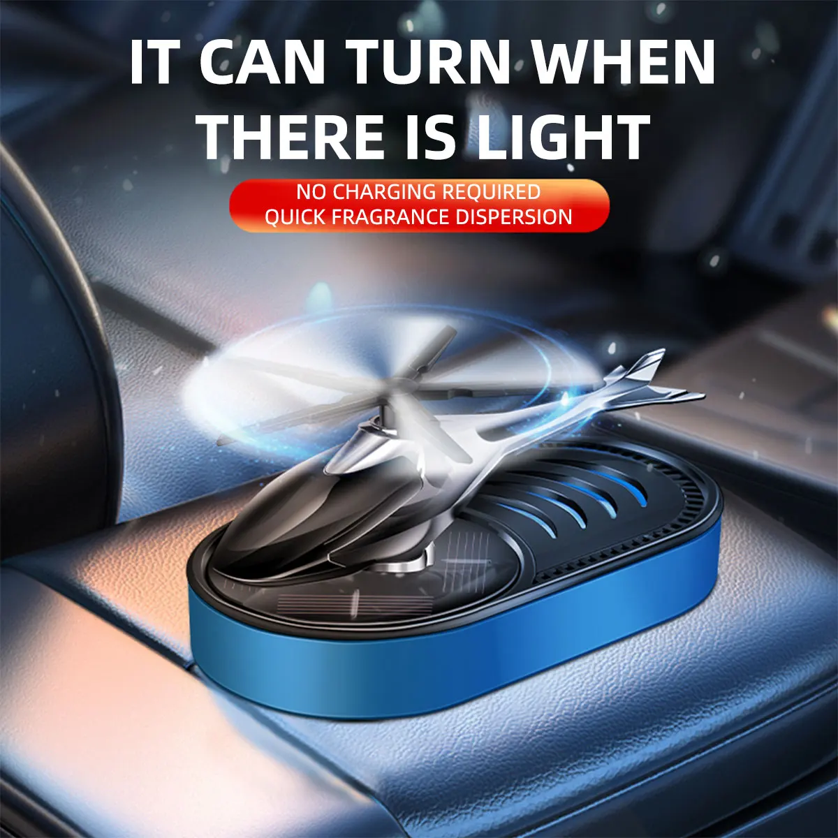 1Pcs Solar Car Air Freshener Helicopter Styling Automatic Rotation Aromatherapy Diffuser Auto Interior Decoration Fragrance
