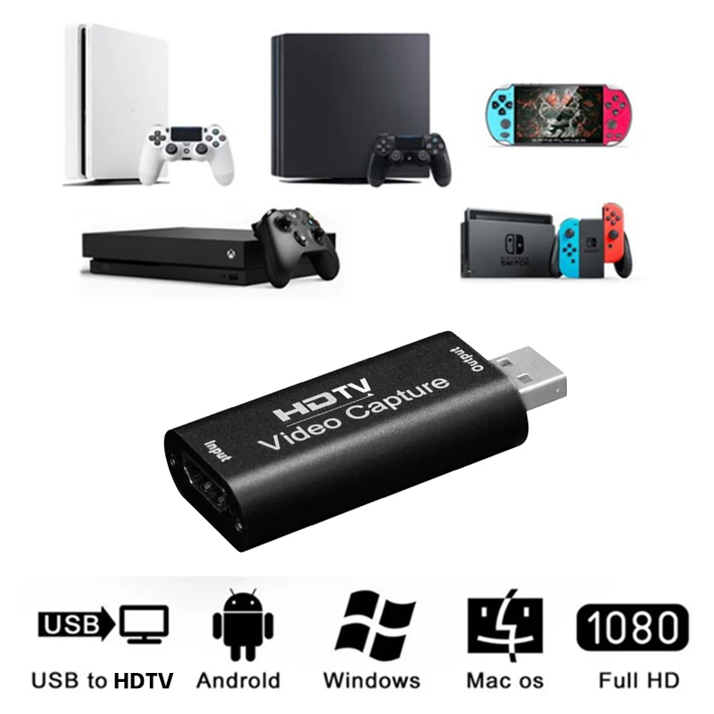 Scheda di acquisizione video HD 4K USB3.0 2.0 HDTV Video Grabber Record Box per PS4 Gioco DVD Videocamera Registrazione fotocamera Streaming live