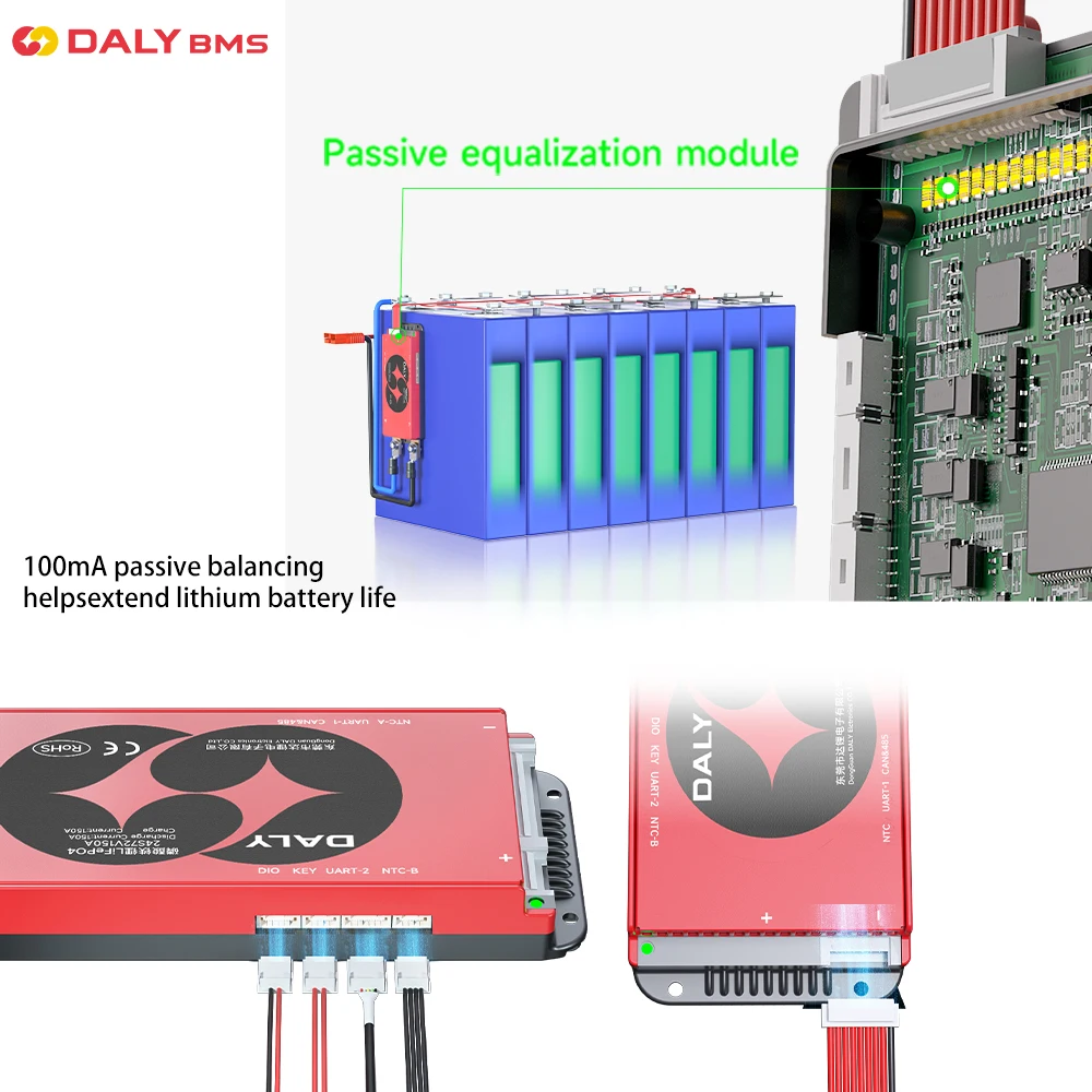 Daly BMS Smart BMS LiFePo4 4S 12V BMS 8S 24S 72V 48V 16S 40A 60A 100A 150A 200A 250A 300A 3,7 V Li-Ion BMS 7S 13S 14S 3,2 V BMS