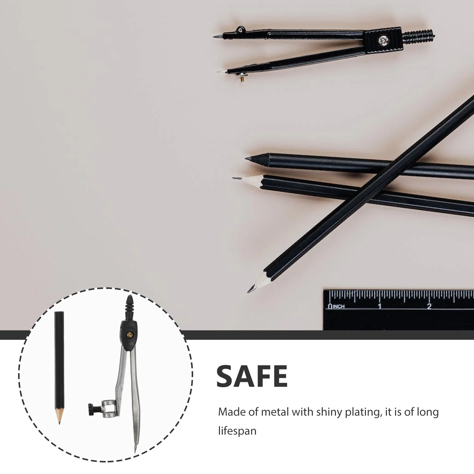Precision Metal Compass With Pencil Holder Drafting Compass Geometry Tool Math Set Student Supplies Metal Precision Compass For