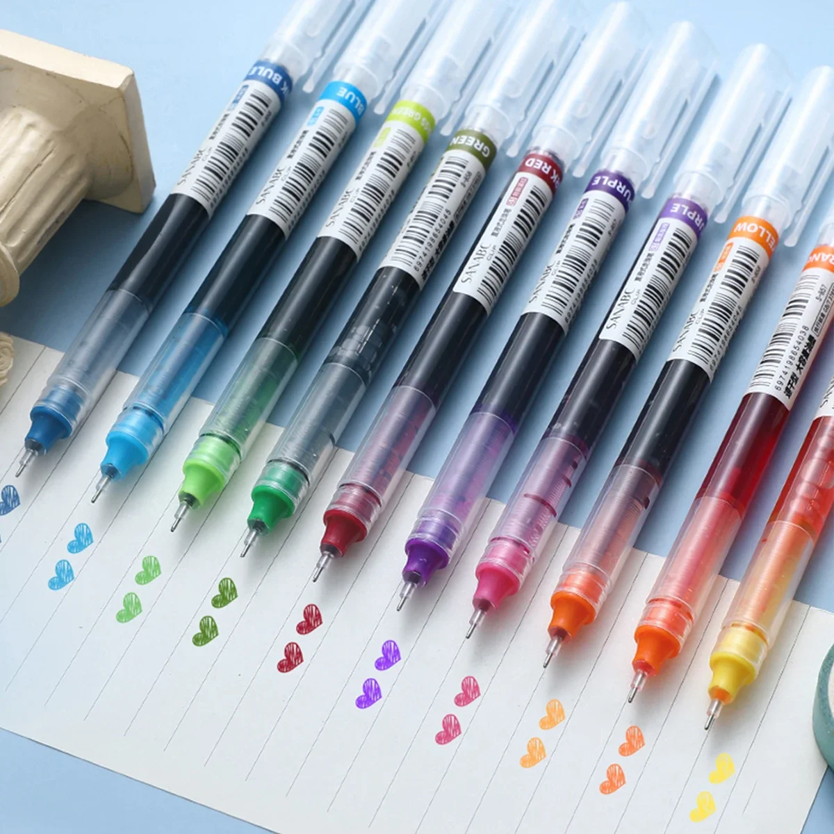 10 canetas de gel coloridas. Grande capacidade de secagem rápida, 0,5 mm, adequadas para estudantes, tomada de notas, marcação, desenho, contabilidade.