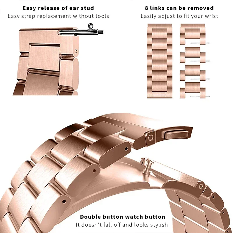 Pulseira de aço inoxidável para samsung galaxy watch 7/fe/6/5 pro/4/clássico 20mm 22mm pulseira de metal amazfit GTS-GTR-4-3-2e-mini cinta