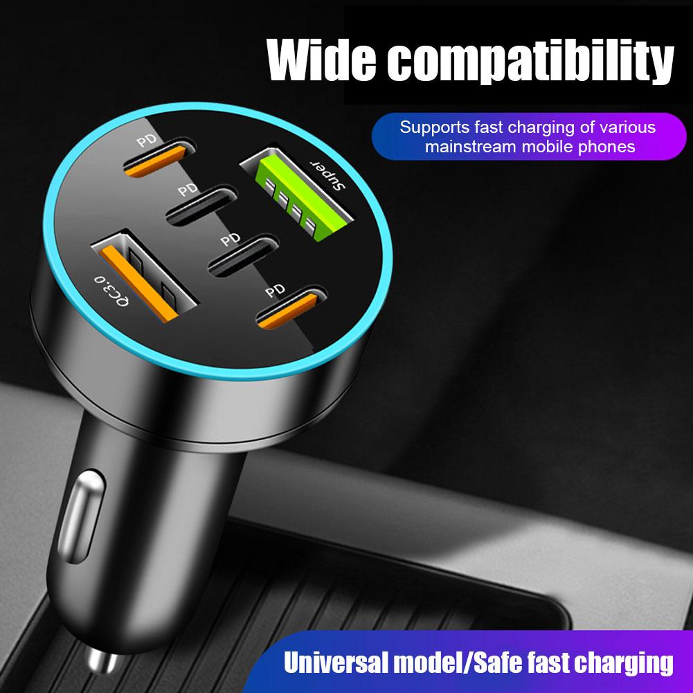 Digital Display Auto Mit 4 USB Auto Ladegerät Adapter 66 watt Schnelle Lade PD Kopf Telefon Mobile Lade Auto Lade zubehör