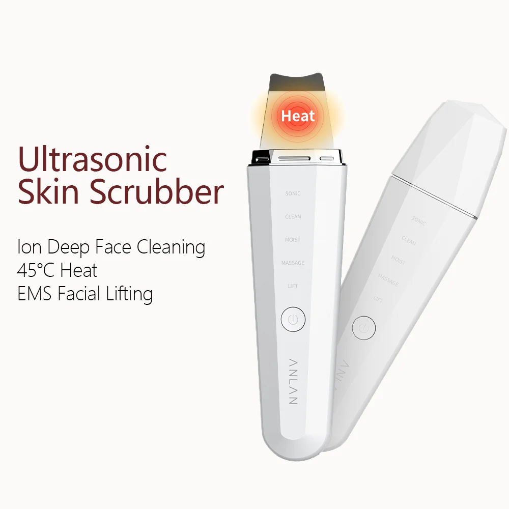 Limpiador facial profundo de iones ultrasónico del depurador de la piel ANLAN 45 ℃   Calor EMS Lifting facial Limpiador ultrasónico Peeling Dispositivo para el cuidado de la piel