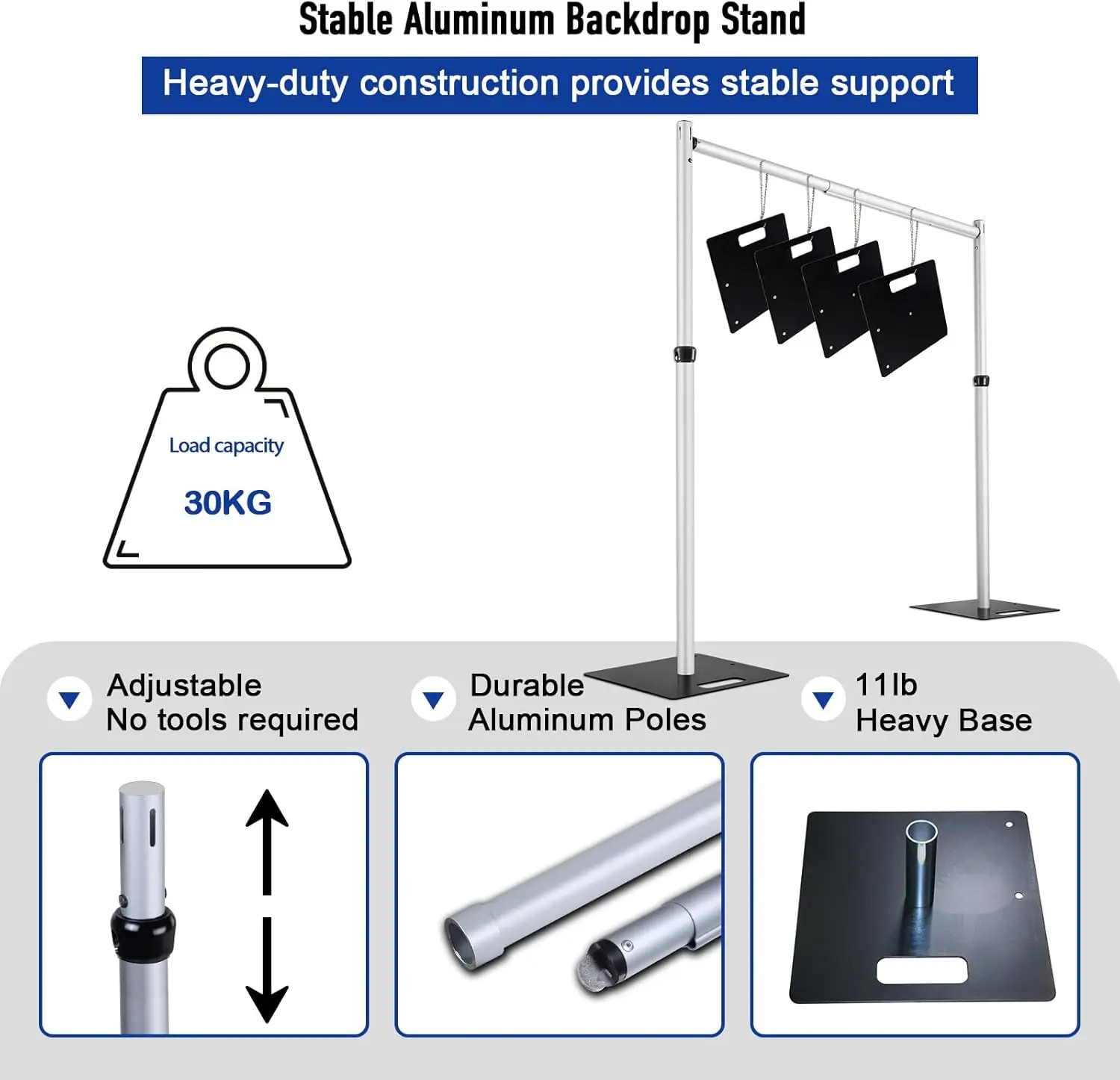 10x10Ft Double Crossbar Pipe and Drape Stand, Heavy Duty Adjustable Backdrop Stand, Aluminium Flower Wall Backdrop for Event,