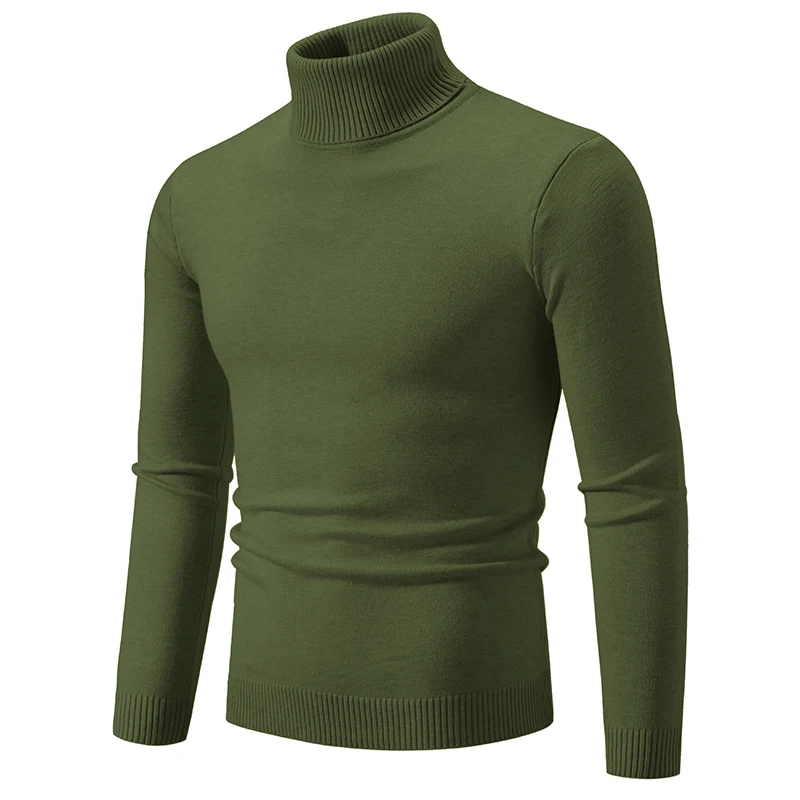 Nowe zimowe grube męskie swetry z golfem Casual Turtle Neck Solid Color Quality Warm Slim Turtleneck Sweaters Pullover Men