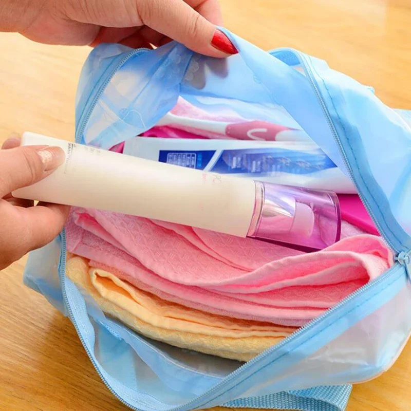 Borsa per cosmetici trasparente in PVC floreale Borsa per trucco trasparente per donna Ragazza Custodia per bellezza con cerniera impermeabile Borsa da toilette da viaggio