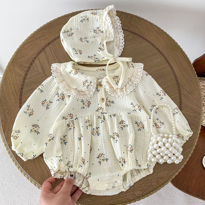 Body para bebé + sombrero de manga larga con estampado Floral de algodón, mono para niña recién nacida, ropa para niña 2024