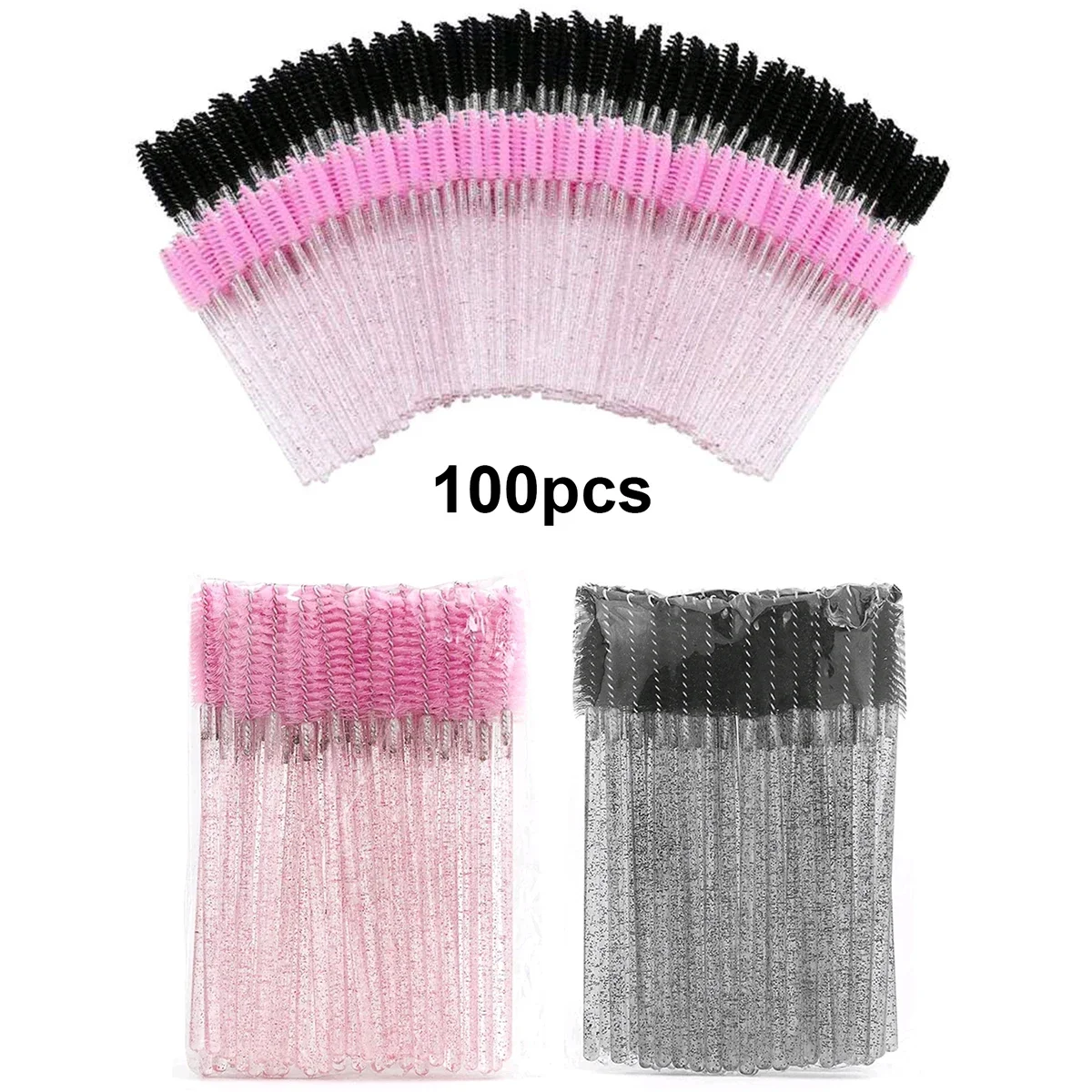 100 Uds para extensión de pestañas maquillaje cepillos de pestañas desechables Spoolies Micro varillas de rímel para pestañas peines al por mayor
