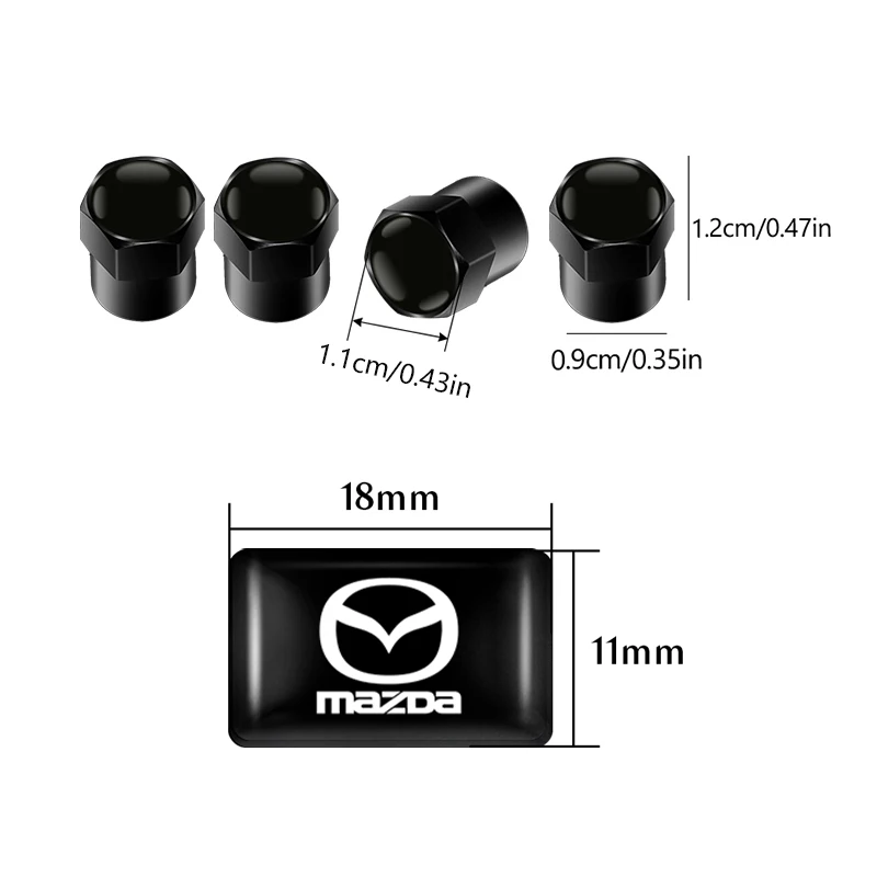 Tapas para vástago de válvula de neumático de rueda de coche, pegatinas decorativas interiores de coche epoxi 3D para Mazda 2 3 5 Axela CX-5 CX-3 Atenza MS 323