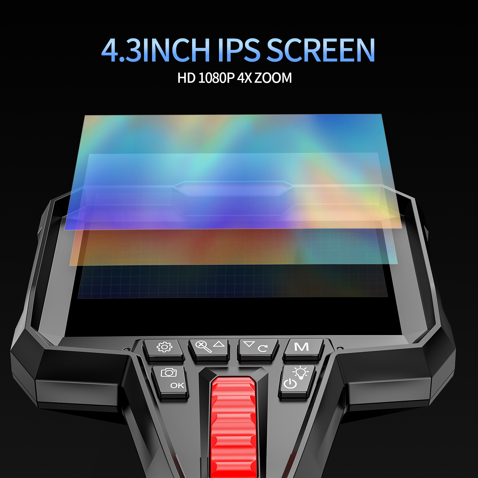 Articulating Borescope with 4.3'' Monitor 1080P 3.9MM HD Steerable Endoscope Camera  with Articulated Probe For Engine Inspect