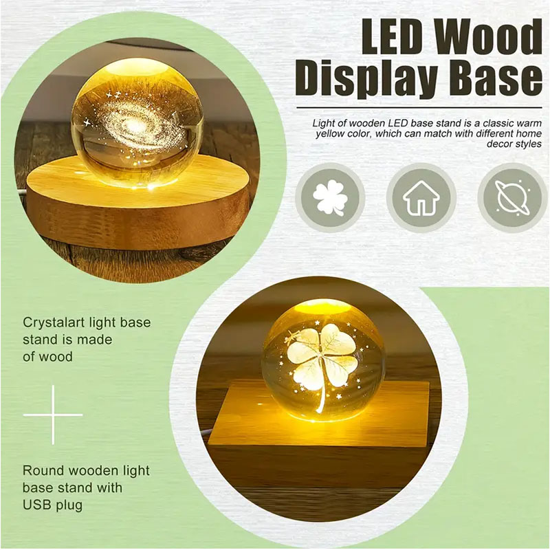 Houten Desktop Decoratieve Verlichting Basis Nachtlampje Houten LED USB RGB Display Lamp Display Stand Lampen Houder Art Ornament