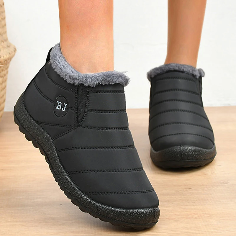 Botas de Mujer, zapatos planos de nieve, Botas de talla grande para Mujer, botines suaves, zapatos de felpa de invierno para Mujer, Botas de plataforma para Mujer, zapato de invierno