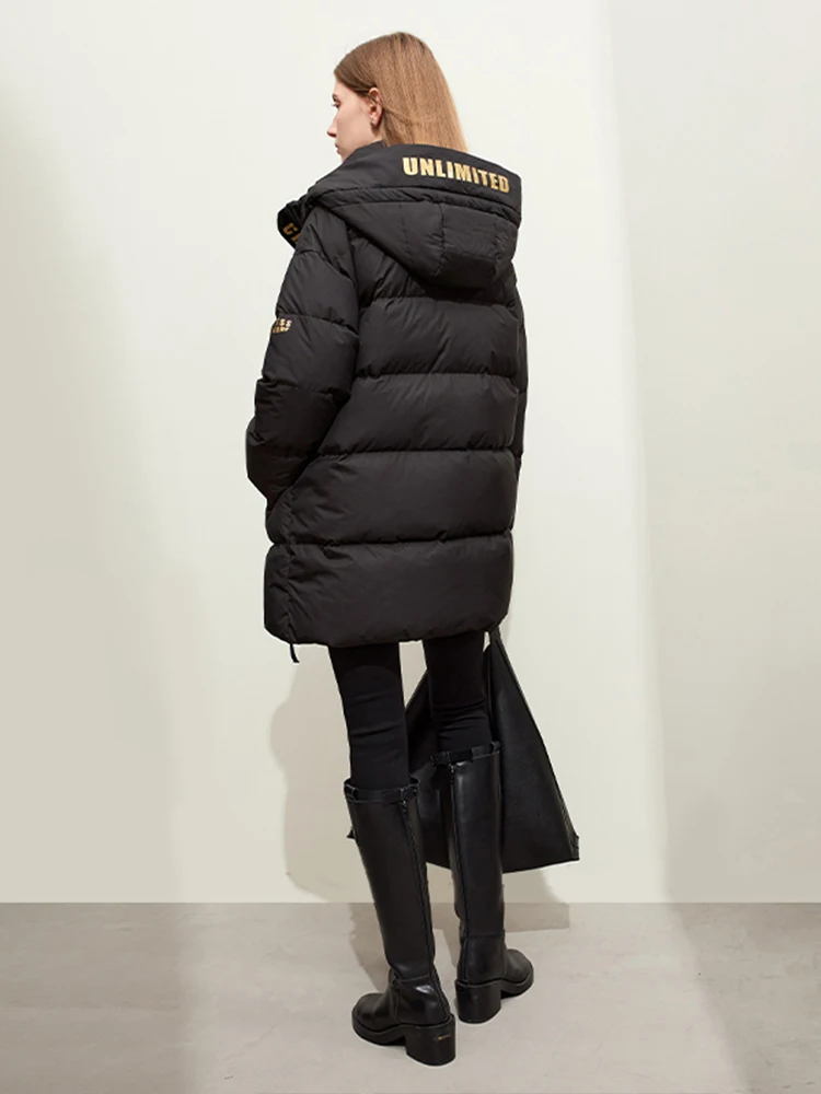 Женское пальто на хлопковом наполнителе с принтом букв AMII, новинка 2023, теплое пальто с отворотом, модная зимняя верхняя одежда с капюшоном, 12344191