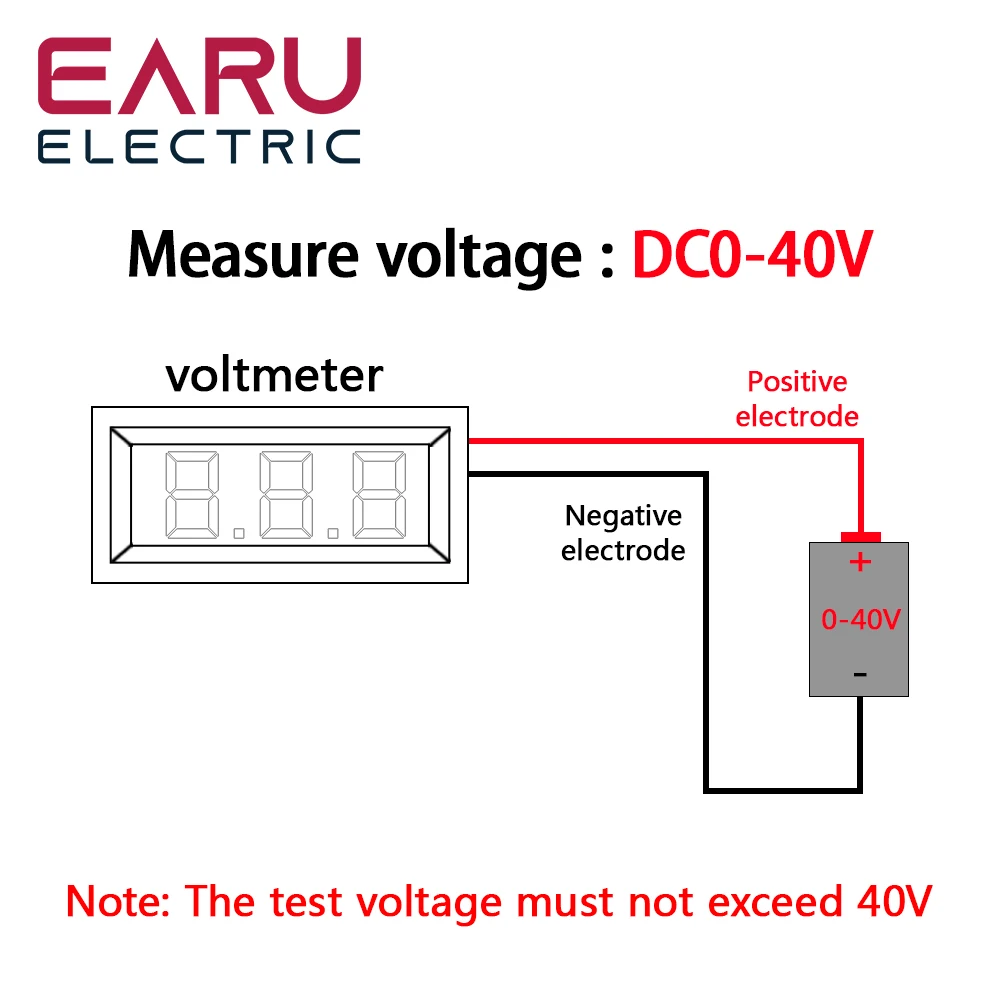 earu DC 0-40V Waterproof Voltmeter LED Digital Display Voltage Meter for Car Motorcycle battery LED Panel Volt Monitor 12V