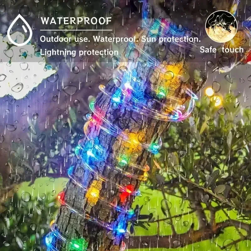 Luci a stringa a LED ad energia solare 8 modalità Lucine per esterni Decorazione da giardino Albero da campeggio Ghirlanda di fiori Lampada per illuminazione di nozze