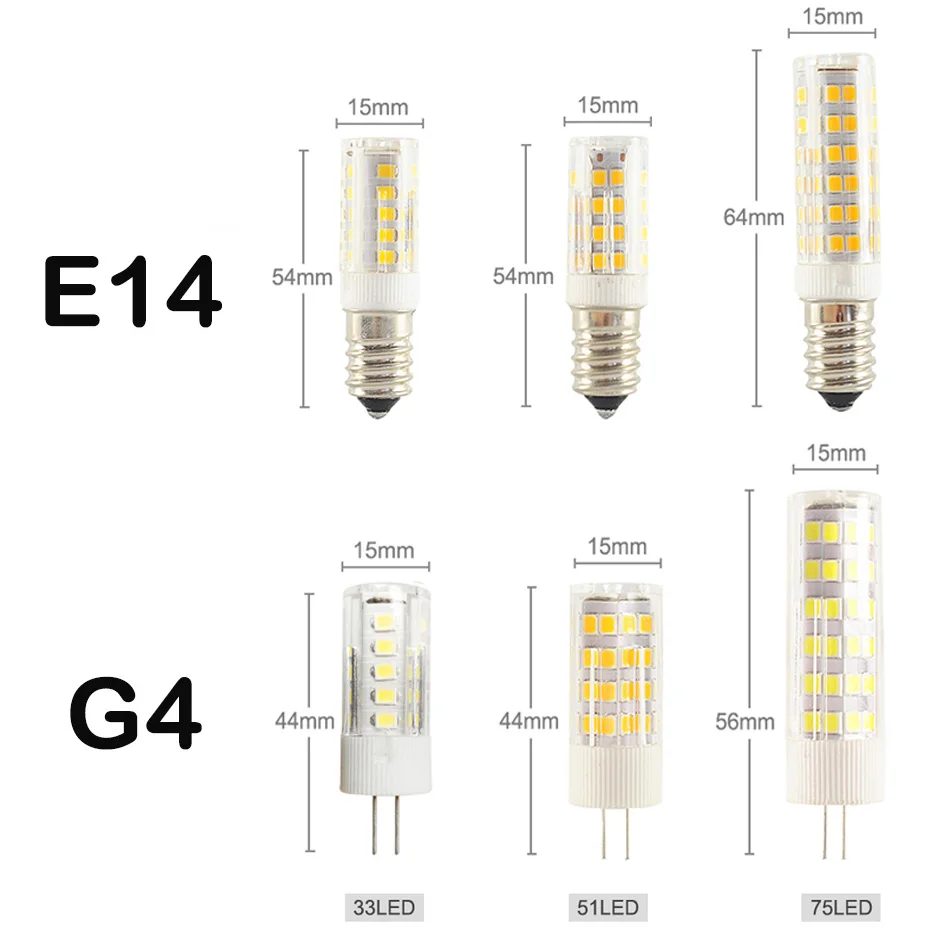 220V G4 G9 LED-Birne 4W 5W 7W E14 Lampe Maislicht Keramik 2835 Smd 33/51/75LEDs Hochheller Scheinwerfer für Kronleuchterbeleuchtung