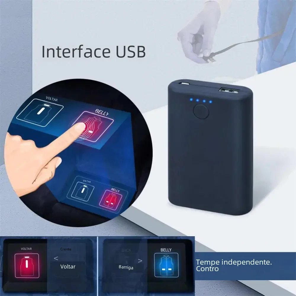 Unisex USB Electric Heating Jacket, Casaco aquecido com bolso com zíper, recarregável, sem bateria, 9 zonas, homens e mulheres