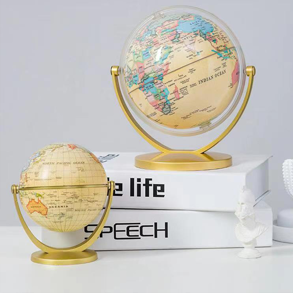 1Pc Retro Globe 360 Rotating Earth World Ocean Map Ball Antique Desktop Geography Learning Education Home School Decoration New