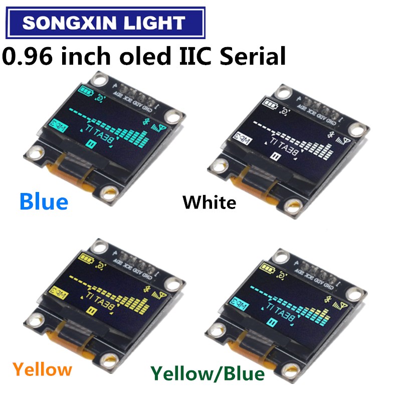 0.96 inch IIC Serial 4pin White/Blue/Yellow Blue/Yellow OLED Display Module 128X64 12864 LCD Screen Board for arduino oled
