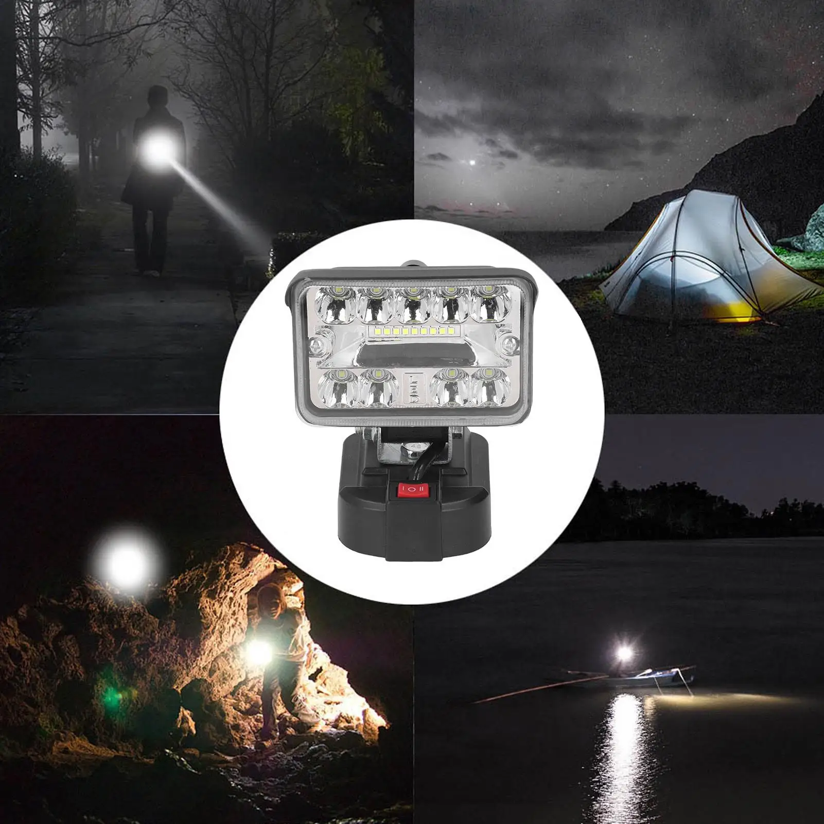 3in LED Work Light Cordless with Stand for Emergency for outdoor Lighting | 54W 2800LM 6500K
