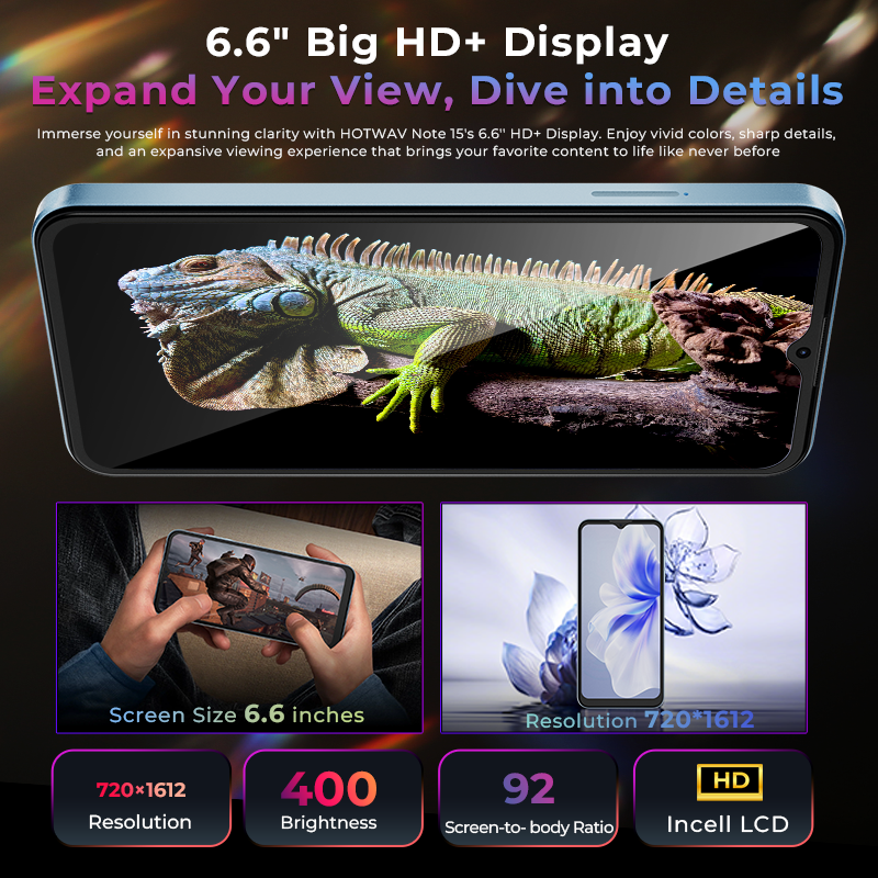 Hotwav note 15 smartphone ultrafino 6.6 ''hd + android 14 os 8(4 + 4)gb + 64gb octa-core telefone móvel 13mp 5160mah celular