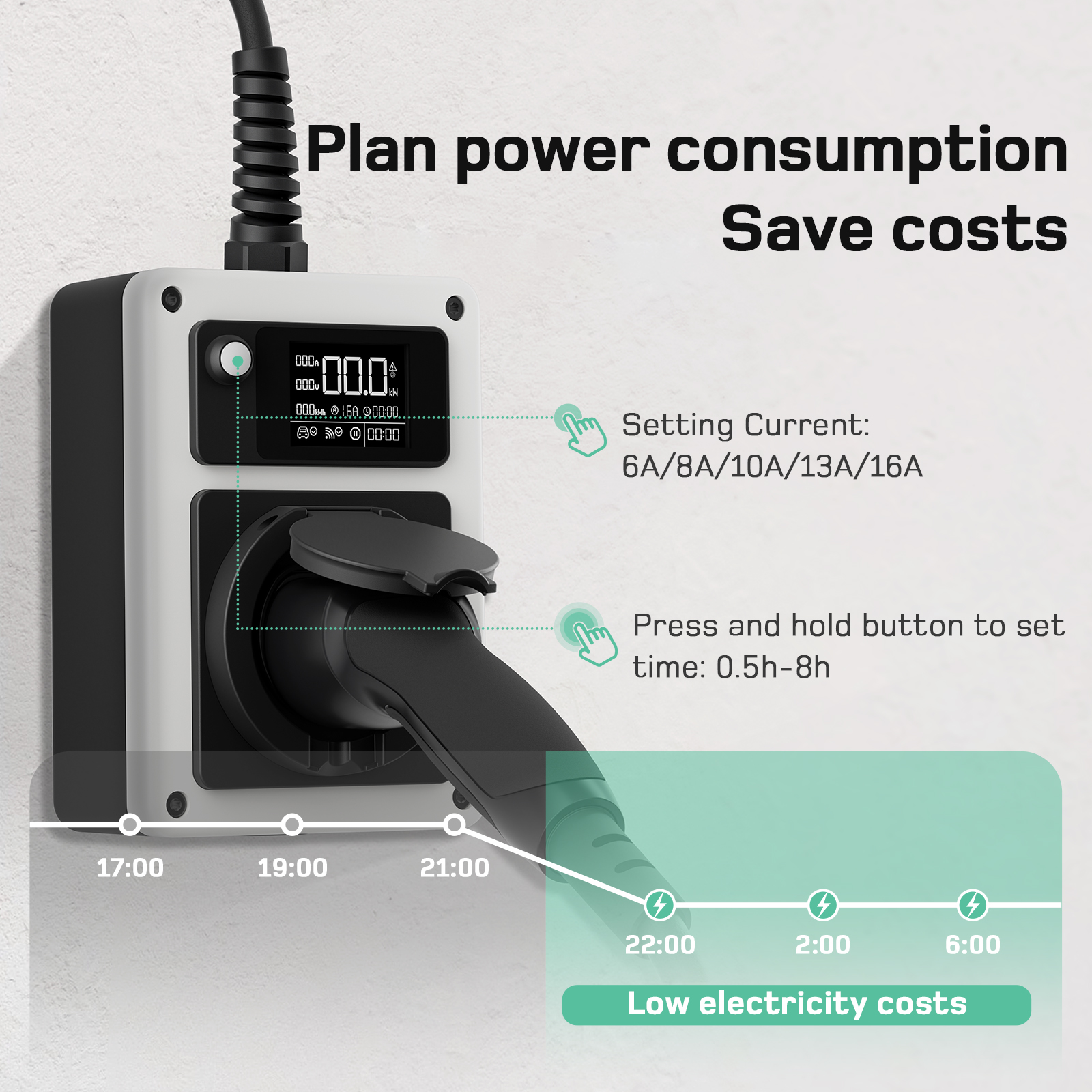 dé 電気自動車充電器16A,32A,3相,11kw,22kW,タイプ2ソケット付き