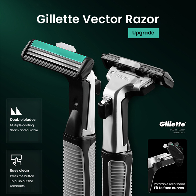 Gillette Vector 2 Razor Set with 9pcs Blades 2 Layers Blades Gillette Razor for Men