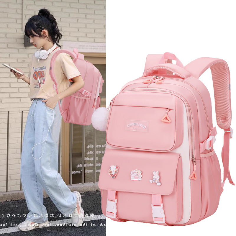 New middle and high school students schoolbag girls large capacity burden reduction children backpack