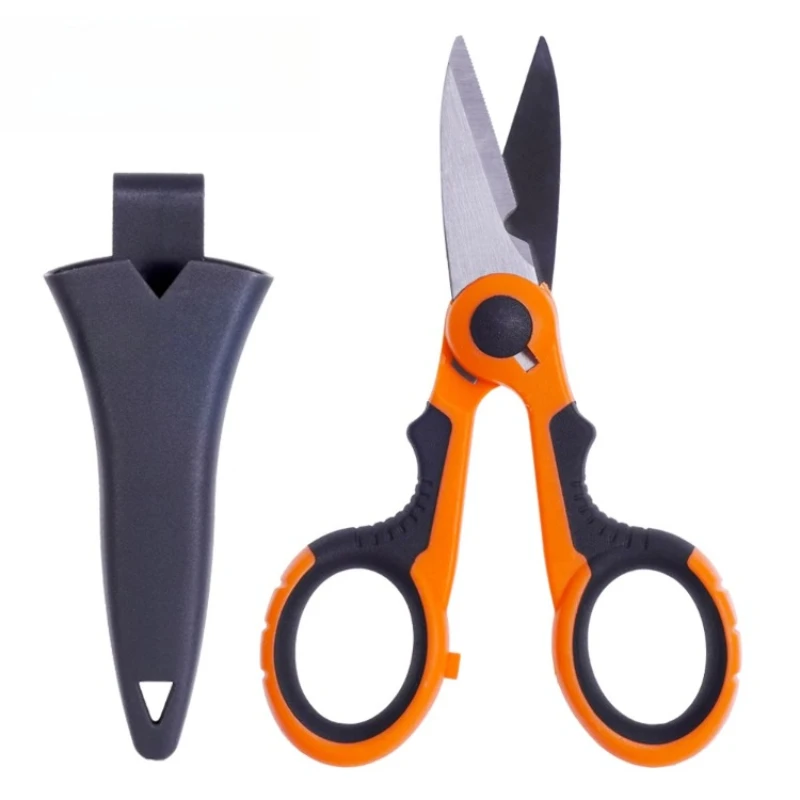 Forbici da pesca Forbici da lenza di precisione in acciaio inossidabile Manico antiscivolo Manicotto protettivo Forbici da lenza intrecciate