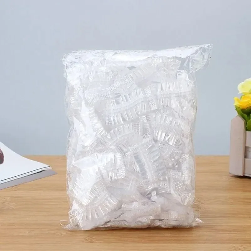 100 STKS Wegwerp Haar Oorbeschermer Kleurstof Transparante Elastische Douche Haarverf Bescherming Tool Shield Waterdichte Earpack Plastic Wrap