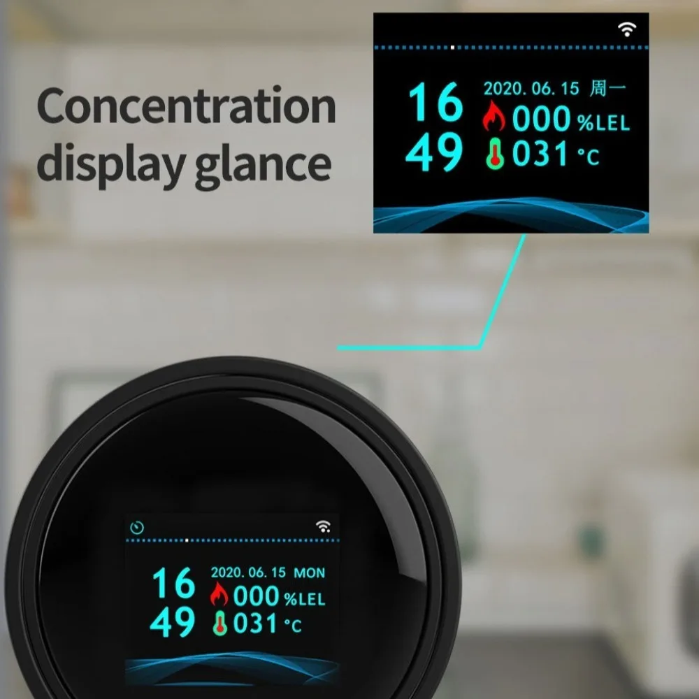 Security Natural Gas Leakage Detector Temperature Display Fire Sensing Biogas Leak Detector Smart Digital LED Gas Alarm Kitchen