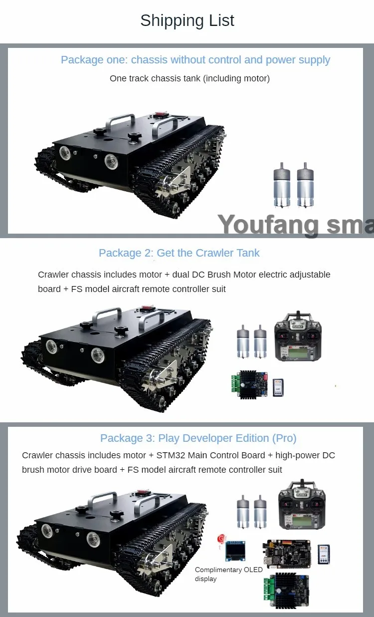 30kg Load RC Tank Chassis Metal Track 12V DC Motor Shock Absorption Tank for STM32 Robot Kit to FS Handle Programmable Robot Car