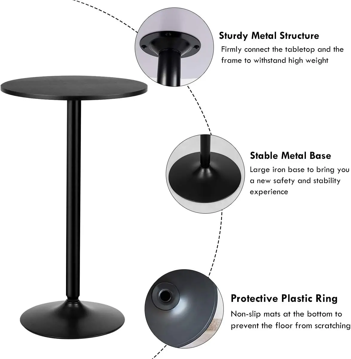 24-Inch Pub and Bar Table 40-Inch Height Modern style Round Top Standing Circular Cocktail Table Suitable for Living Room