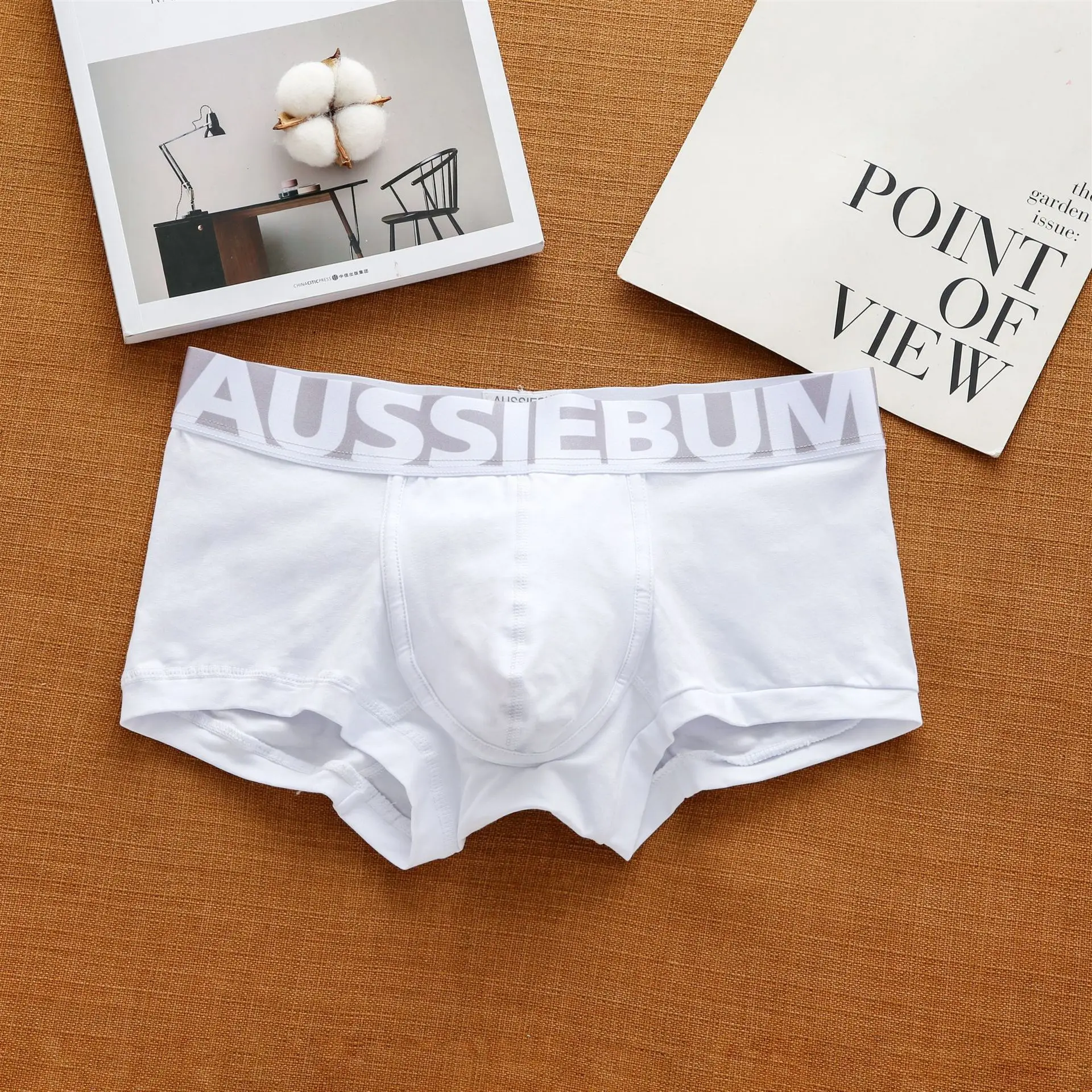 Sous-vêtements en coton pour hommes, taille basse, lettre, boxer tendance, confortable, absorbant la sueur