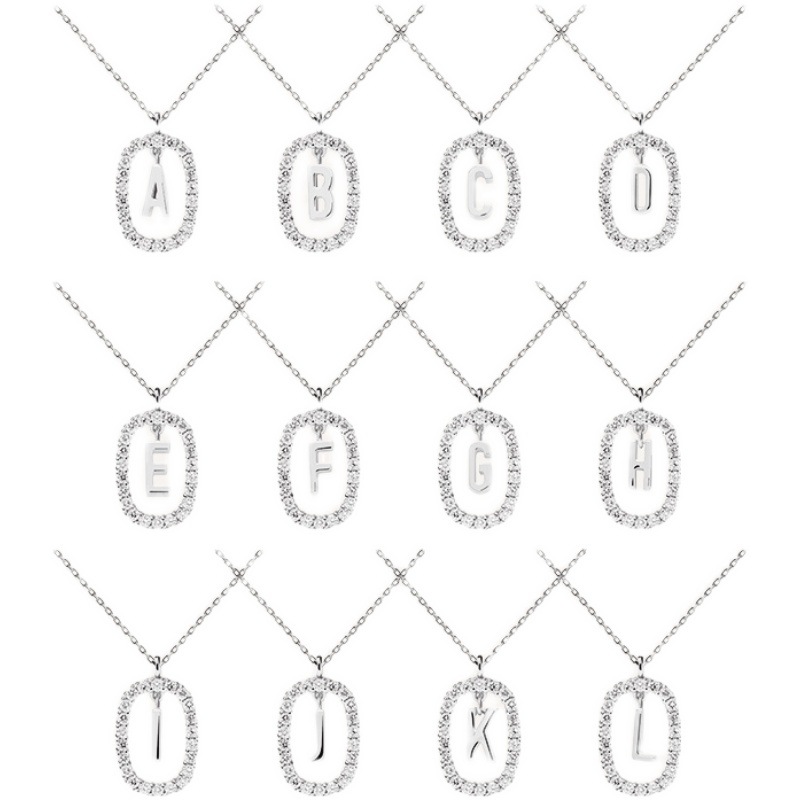 Neue Mode 925 Sterling Silber Monogramm Halskette Initial Anhänger Halsband Party Geschenk frauen Edlen Schmuck