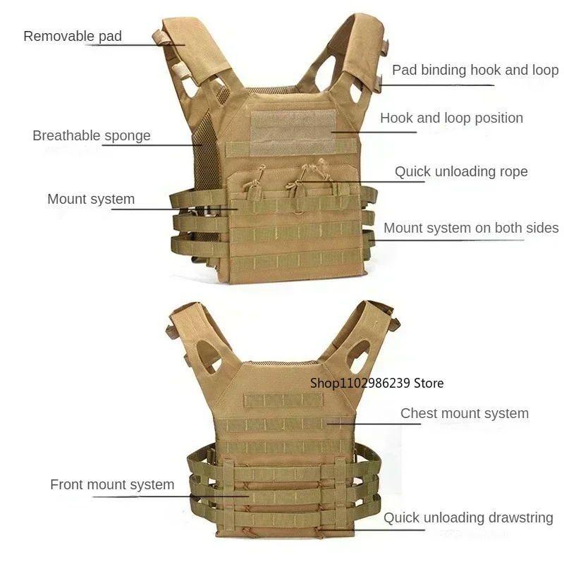 Men's Hunting Vest Adjustable Lightweight Breathable Airsoft Vest for Training Outdoor Activities MOLLE Combat Vests