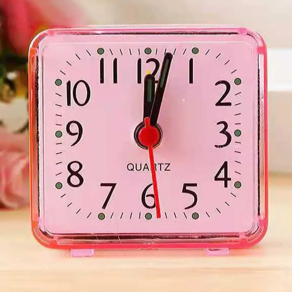Table Clock Square Alarm Clock Small Alarm Electronic Bed Compact Travel Clock Quartz For Child Students Desk Alarm