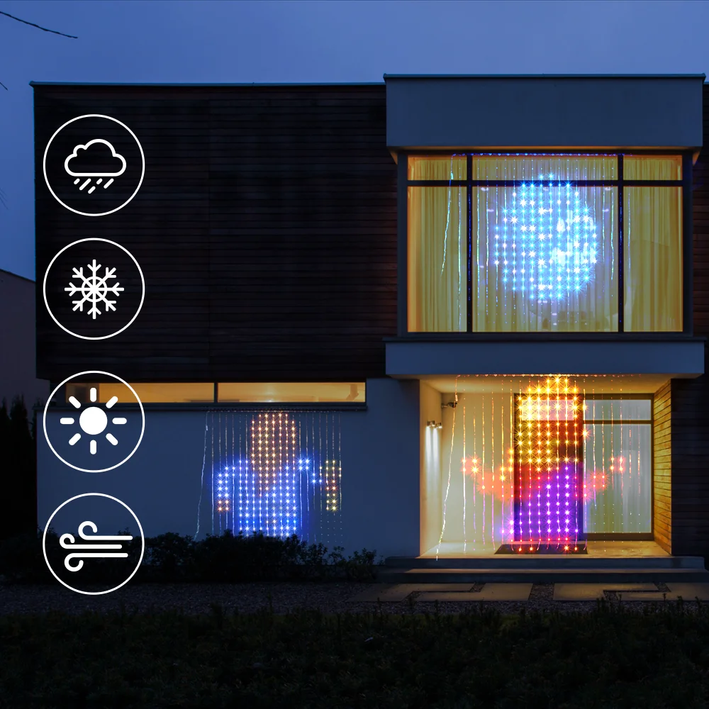 400 diod LED inteligentne kurtyny świetlne aplikacja Bluetooth LED String bajkowe oświetlenie RGB DIY wyświetlacz zmiany muzyki do dekoracji okna sypialnia