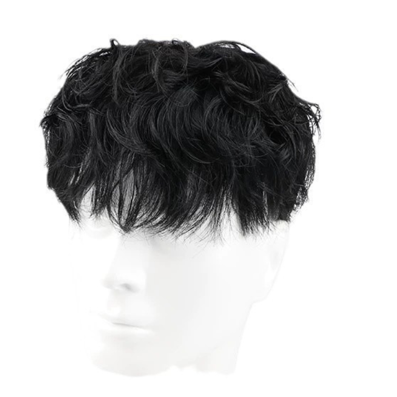 Menselijk haar Mannen Toupetje Natuurlijk Zwart Haarstuk Hoofd Top Reparatieblok Voorhoofd Hair Extensions Intern Netwerk 16X18cm/18x20cm