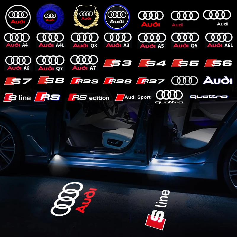 2PCS HD Led Car Door Welcome Light Laser Projector Courtesy Lamp for Audi S Line A3 8L 8P TT Mk2 RS A6 C7 A1 A5 Q3 A4 B8 Quattro