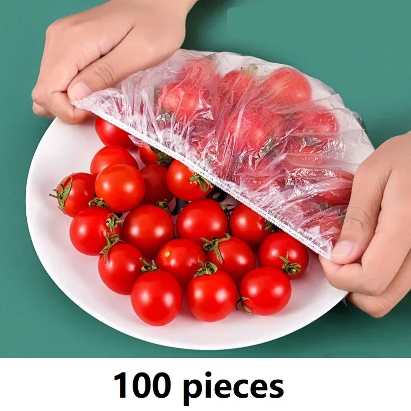 100 ชิ้นทิ้งสด,พลาสติกเก็บอาหารครอบคลุม,Reusable ชามยืดฝาปิด,ยืดหยุ่นกระเป๋า