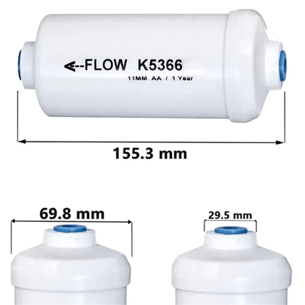 2 Pcs Replacement Fluoride Water Filter K5366 Compatible with Water Filtering System Purification Elements