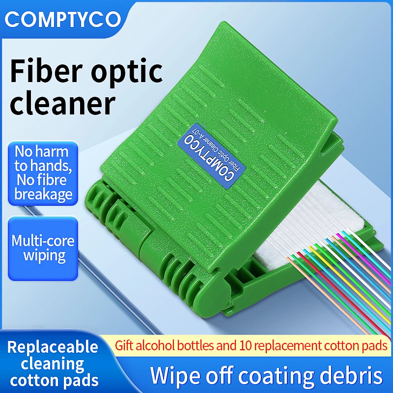 COMPTYCO A-07 Herramienta de limpieza de núcleo de fibra óptica Limpiador de fibra óptica con limpiador Botella de almacenamiento de algodón/alcohol (empiten)