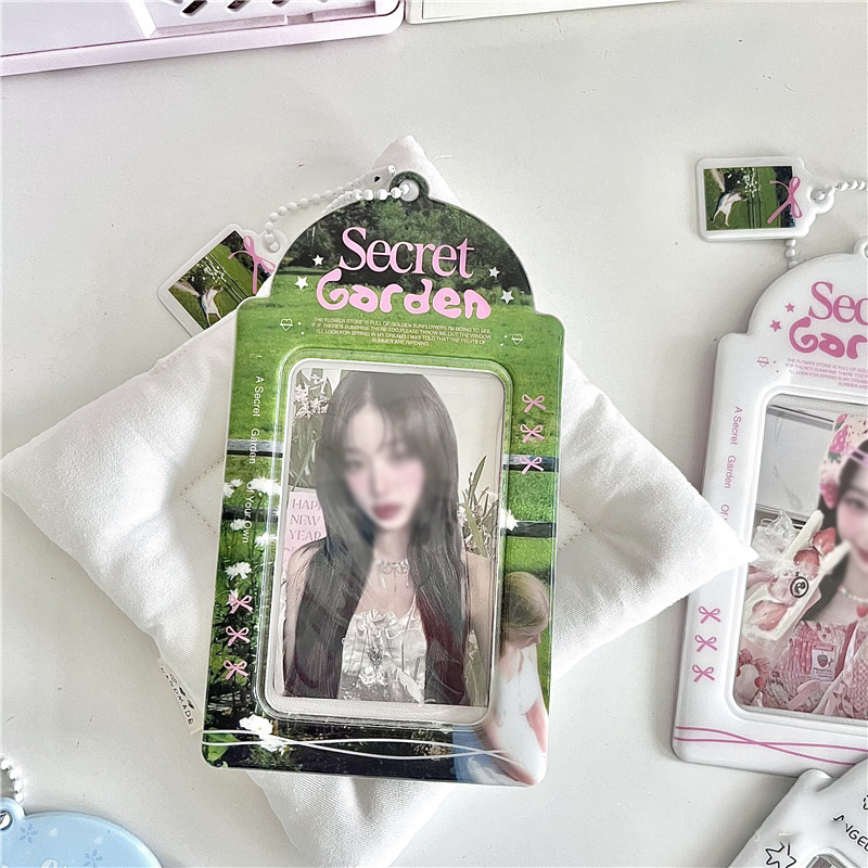 Ins Style Cartoon Puppy Photocard Holder With Keychains Cute 3inch Cards Protect Sleeves For Students