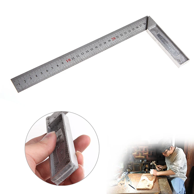 Portátil 1Pc 30cm Aço Inoxidável Ângulo Medição Direito Régua Quadrada Nova